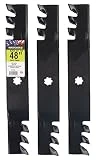 MaxPower 561812XB Set of 3, 3-N-1 Commercial Mulching Blades for 48 in. Cut John Deere Mowers, Replaces OEM no. GX21784, GX21786, Black