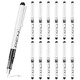 EEOYU 12 Pieces Black Disposable Fountain Pens, Smooth-Writing Office Supplies for Sketching, Journaling, Calligraphy, Doodling and Gifts (Black 2)