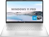 HP 17 Laptop, 17.3” HD+, Intel Quad Core i3-1125G4 Processor, 20GB RAM, 1TB SSD, Windows 11 Pro, Anti-Glare Display, Long Battery Life, Wi-Fi USB Bluetooth, Webcam, HDMI, Alpacatec MicroSD, Silver