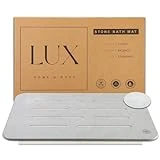 LUX HOME & BODY Stone Bath Mat| Stone Drying mat for Kitchen Counter- Diatomite Stone Bath Mat Large-Non-Slip Super Absorbent Diatomaceous Earth Bath Mat for Bathroom Kitchen- Gray (23.6 x 15.3)