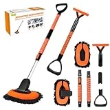 55' Car Wash Brush with Long Handle Spare Chenille Soft Microfiber Car Wash Brush Mop Head Window Squeegee Car Wash Kit for Washing Cars Auto Truck SUV Rv Exterior Care