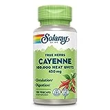 SOLARAY Cayenne Pepper 450 mg | 100,000 Heat Unit | Healthy Digestion, Circulation, Metabolism & Cardiovascular Support | Non-GMO | 100 VegCaps