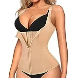 LODAY Waist Trainer Corset for Women Tummy Control Sport Workout Body Shaper Black (2XL, BEIGE(vest-adjustable straps))