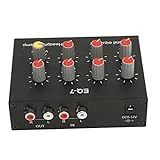 7 Band Sound Equalizer, High Bass Adjustment Dual Channel Digital Equalizer, Car Audio Graphic Equalizer with 3.5MM Interface, 60-400Hz, 1-15KHz, DC5V‑12V