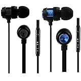 Yadesign Wired Earbuds with Microphone 2 Pack Ear Buds in Ear Headphones Bass Earphones with Mic and Volume Control(2 Pack Black Blue)