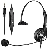 3.5mm Jack Cell Phone Headset with Microphone Noise Cancelling for PC Laptop, Wired Computer Headphones for iPhone Android Zoom Home Office Work School Classroom, in-line Control, Comfort-Fit