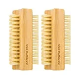 GREENTH PRO Bamboo Nail Brush，2PCS Two-side Firm Nature Wooden Sisal Scrub Brush for Toes and Nails,Cleaning Nail Brush