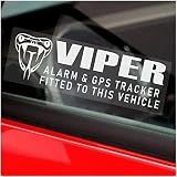 5 x Stickers Viper Alarm System and GPS Tracking Device Fitted Signs Installed Car Vehicle Protection Security Warning On Board White on Clear Tracker Labels 2.9 inches x 0.98 inches