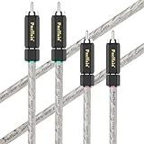 2PCS/ 1 Pair Audiophile HiFi Stereo RCA Cable, Pure Copper RCA Male to RCA Male Signal Cord, Shielded Audio Interconnect Cable (1.7FT/0.5M, Silver Plated)