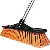 16' Heavy Push Broom for Outdoor Floor Cleaning Heavy Duty Outdoor Broom with 54' Long Handle,Outdoor Broom for Deck,Driveway,Garage,Yard,Deck,Patio,Warehouse,Concrete