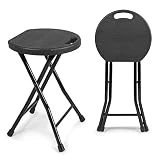 COOZMENT Folding Stool, 550lbs Capacity Foldable Stool with Handle, Portable Stools for Adults Heavy Duty, Folding Chair Outdoor/Indoor, 18 inch Collapsible Stool for Camping,Home(Set of 1, Black)
