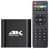 TooPloo 4K HD Media Player, with Remote Control, TV MP4 Video Player for 4TB HDD/USB Drive/TF Card/H.265 Playback Support Format MKV RM RMVB AVI Support HDMI/AV/Optical Out HDMI up to 7.1 Surround