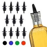 EHOMEA2Z Plastic Liquor Bottle Pourers Black- 12 Pack Classic Bottle Pourers for Alcohol, Leak-Proof, Dishwasher-Safe Pour Spouts for Liquor Bottles
