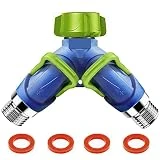 Garden Hose Splitter - AINEED Water Hose Splitter 2 Way Heavy Duty, Hose Connector Faucet Splitter, Hose Y Splitter, Outdoor Water Spigot Hose Bib Splitter with Shut off Valve