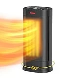 Space Heaters for Indoor Use, Oscillating Ceramic Tower Heater with Adjustable Thermostat, Overheat & Tip-Over Protection, Fast Safety Heat, 1500W Electric Heater for Home Bedroom Office