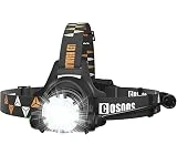 COSOOS Rechargeable Headlamp Flashlight, Bright LED Headlamp, 1000 Lumen, Zoomable 4-Mode Tactical Headlight, Waterproof Head Lamp for Adults, Hard Hat, Hiking, Camping Gear Essentials