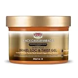 African Pride Black Castor Miracle Extra Hold Braid, Loc, Twist Gel, Tames Frizz & Edges, No Parabens, Sulfates, Mineral Oil or Petrolatum, Contains Black Castor & Coconut Oil