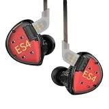 KZ ES4 Wired in Ears Headphones, High Resolution Noise Cancelling Wired KZ Earbuds Ergonomic Comfortable IEM Earbuds HiFi Bass inears Earphones with 1ba 1dd 2pin Tangle Free Cable (Black Without Mic)