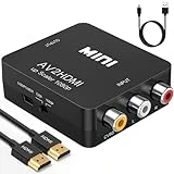 ABLEWE RCA to HDMI,AV to HDMI Converter, 1080P Mini RCA Composite CVBS Video Audio Converter Adapter Supporting PAL/NTSC for TV/PC/ PS3/ STB/Xbox VHS/VCR/Blue-Ray DVD Players