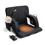 Heated Stadium Seats for Bleachers with Back Support – USB Battery Included - Upgraded 3 Levels of Heat - Foldable Chair - Cushioned, 4 Pockets for Snacks, Cup Holder - for Camping, Games & Sports