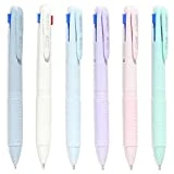COLNK Multicolor Ballpoint Pen 0.5, 4-in-1 Colored Pens Fine Point,Ballpoint Gift Pens for Planner Journaling,Assorted Ink, 6-Count