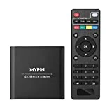 4K Media Player with Remote Control, Digital MP4 Player for 8TB HDD/USB Drive/TF Card/H.265 MP4 PPT MKV AVI Support HDMI/AV/Optical Out and USB Mouse/Keyboard-HDMI up to 7.1 Surround Sound (Black)