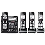 Panasonic Cordless Phone with Advanced Call Block, One-Ring Scam Alert, and 2-Way Recording with Answering Machine, 4 Handsets - KX-TGF944B (Black)