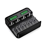 EBL LCD Universal Battery Charger - 8 Bay AA AAA C D for Rechargeable Batteries Ni-MH AA AAA C D Batteries with 2A USB Port, Type C Input, Fast AA AAA Battery Charger