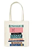 Kate Spade New York Cute Canvas Tote Bag for Women, Canvas Beach Bag, Book Tote with Pocket, Stack of Classics