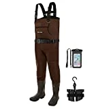 TIDEWE Neoprene Waders, Cleated Bootfoot Men Chest Waders, Waterproof Durable Fishing & Hunting Waders Neoprene Brown Size 11