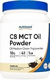 Nutricost C8 MCT Oil Powder 1LB (16oz) Vanilla Flavor - 95% C8 MCT Oil Powder, Best for Keto Diets, Non-GMO, Gluten Free