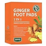 Premium Deep Cleansing Foot Pads, Ginger Foot Pads, Premium Ginger Powder & Bamboo Vinegar Foot Pads for Promoting Sleeping, Relieving Fatigue and Deep Cleaning 20 Packs