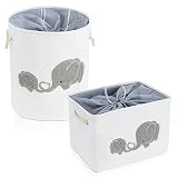 INough 2 pack Storage Baskets, Baby Hamper for Nursery Boy, Baby Laundry Basket for Boy, Elephant Laundry Basket for Baby Nursery Large Elephant Basket for Baby Nursery, Hamper for Boy, Elephant Decor
