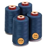 New brothread - 30 Options - 4 Large Cones of 5500Y (5000M) Each All Purpose Spun Polyester Thread 40S/2 (Tex27) for Serger, Overlock, Quilting, Piecing and Sewing - Blue Moon