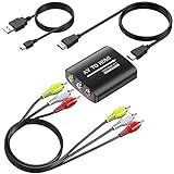 GINGIN RCA to HDMI Converter, 1080p/720p AV to HDMI Converter for TV/PC/N64/Wii/PS1/PS2/PS3/STB/Xbox/VHS/VCR/Blue-Ray DVD Players, with Cables