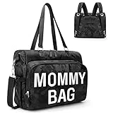 Pripher Diaper Bag Tote, Mommy Bag for Hospital, Baby Diaper Bag Backpack, Black