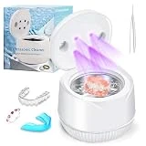 200ML Ultrasonic U-V Cleaner for Dentures, Retainer, Aligner, Whitening Trays, Mouth Guard, Toothbrush Head, 45kHz Ultrasonic Jewelry Cleaner Machine for All Dental Appliances, Diamonds