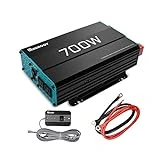 Renogy 700W Pure Sine Wave Inverter 12V DC to 120V AC Converter for Home, RV, Truck, Off-Grid Solar Power Inverter 12V to 110V with Built-in 5V/2.1A USB Port, AC Hardwire Port, Remote Controller