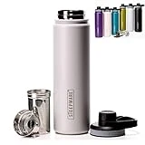 The Tea Spot Steepware Tea Tumbler,Tea Thermos, 22oz, Fog Grey- Travel Bottle with Tea Infuser for Loose Leaf Tea or Iced Coffee - Sleek Double-Walled Insulated Bottle