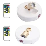 Battery Operated Spotlights, Cordless Picture Light, Dimmable Accent Lighting, Wireless LED Puck Lights, Stick on Wall Lights with Remote and Timer for Gallery Painting Art Dartboard Portrait
