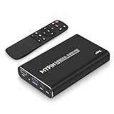 4K@30hz USB3.0 HDMI Media Player Support 2.5' SATA HDD with HDMI/AV/Optical Output, Portable H.265 MP4 Player for Videos/Music/Photos from USB Drive/SD Card/4 GB Internal or Up to 8TB External HDD
