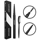 LAVOSSY Beard Pencil Filler for Men - BLACK - Long Lasting and Easy to Use Beard Pen with blending brush results in a sleek & natural look, Water/Sweat Proof beard filler