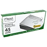 Mead #10 Envelopes, Security Printed Lining for Privacy, Press-It Seal-It Self Adhesive Closure, All-Purpose 20-lb Paper, 4-1/8' x 9-1/2', White, 45 per Box (75026)