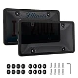XCLPF Black Tinted License Plate Covers Smoke Shield&Black License Plate Frames Combo Novelty Fit Standard US Plates,Bubble Design License Plate Holder with Screws Caps