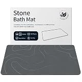 Stone Bath Mat Diatomaceous Earth Bath Mat Super Absorbent Diatomite Stone Bath Mats for Bathroom Quick-Drying Non-Slip Bath Stone Mat Easy to Clean Stone Shower Mat(24 * 16'' Grey)