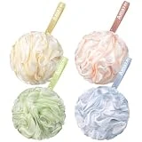 AmazerBath Loofah Sponge 60g/Piece, Exfoliating Bath Sponge Body Scrubber - Loofa Set of 4 - Cotton Candy Quartet