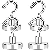 MIKEDE Magnetic Hooks, 40Lbs+ Heavy Duty Magnet Hooks for Cruise Cabins, Super Neodymium Hanging Hooks Strong Magnets with Hook for Fridge, Magnetic Hanger for Grill, Toolbox, Storage, Pack of 4