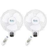 Simple Deluxe 16 Inch Wall Mount Fan with Remote Control, 3 Oscillating Modes, 3 Speed, Timer，2 Pack