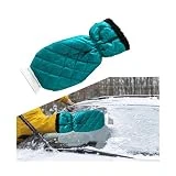 Ziciner Ice Scraper with Glove, No Scratch Car Scraper Mitt with Thick Lining, Waterproof Windshield Scraper for Winter to Remove Ice and Snow, Vehicle Essential Snow Removal Supplies (Green)
