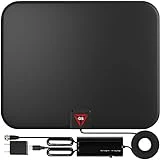 Gesobyte Amplified HD Digital TV Antenna Long 250 Miles Range - Support 4K 1080p Fire tv Stick and All Older TV's - Indoor Smart Switch Amplifier Signal Booster - 18ft Coax HDTV Cable/AC Adapter